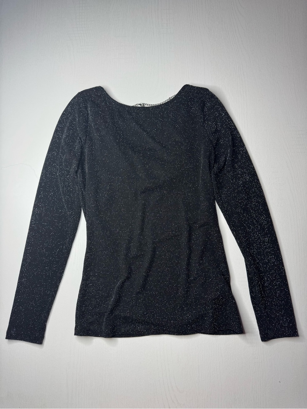 MICHAEL Michael Kors Black Metallic-Thread Long Sleeve Top